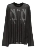 44 LABEL GROUP logo-print mesh T-shirt - Black