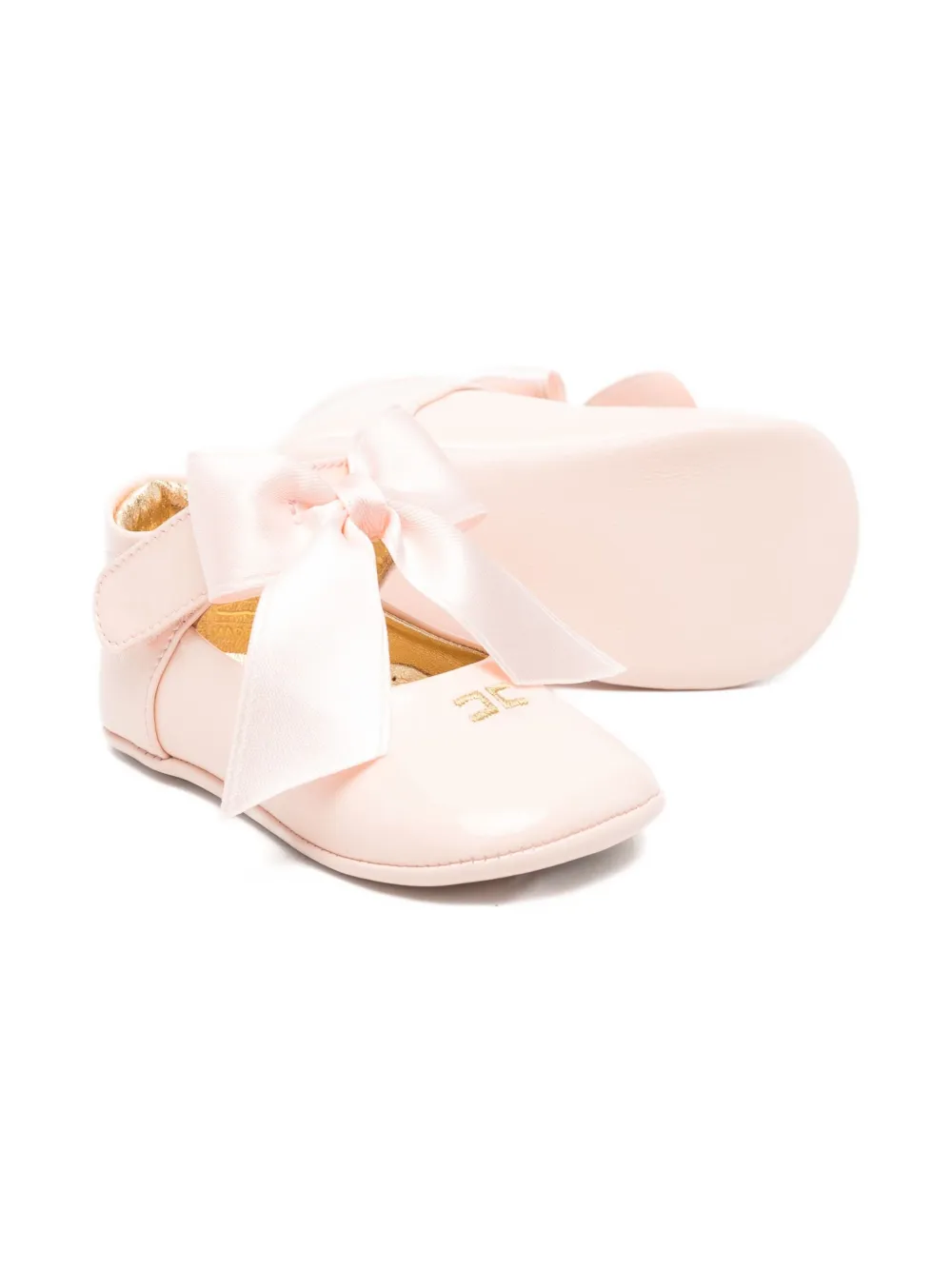 Elisabetta Franchi La Mia Bambina Ballerina's verfraaid met strik Roze