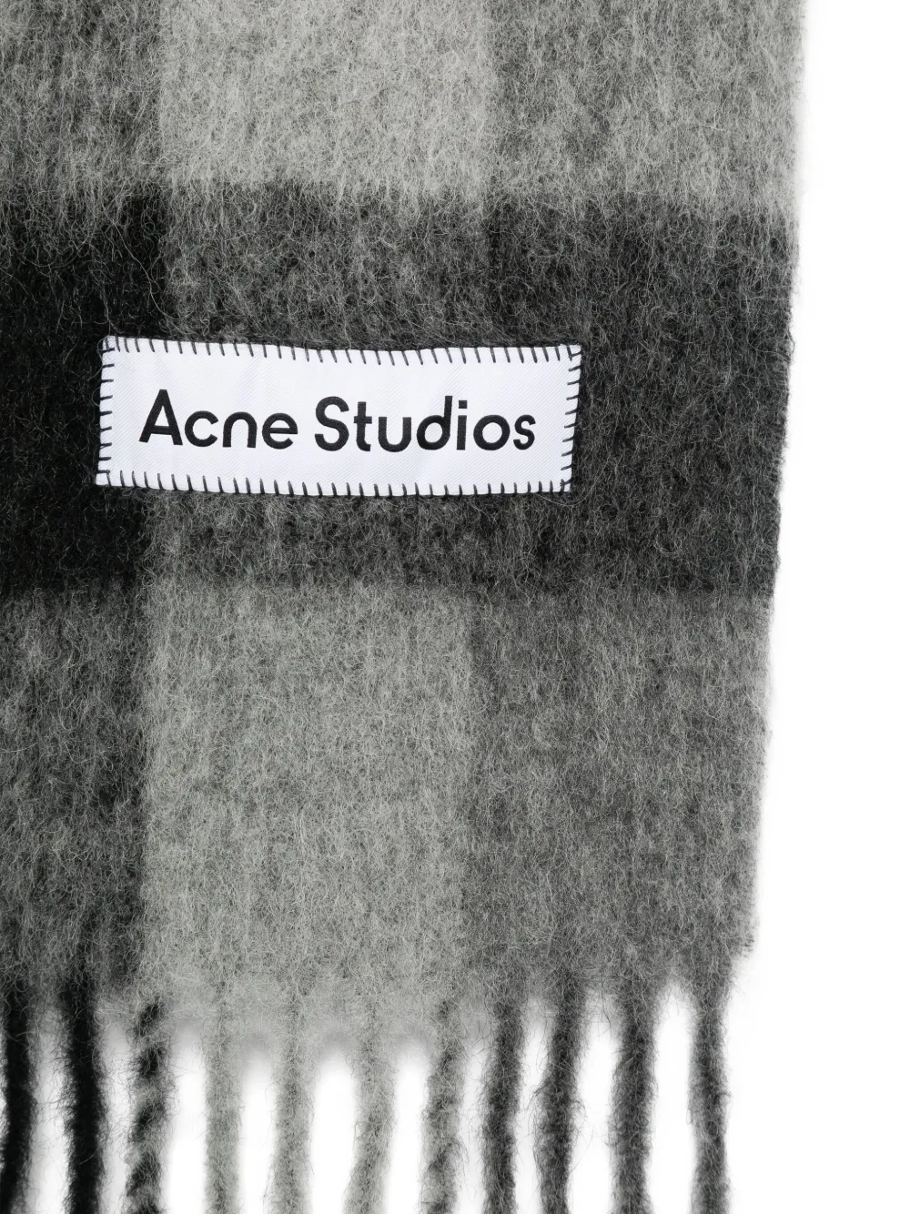Acne Studios Checked Scarf In Gray