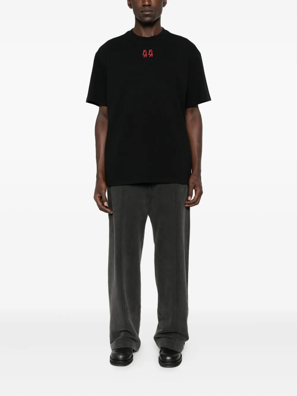 44 LABEL GROUP logo-print crew-neck T-shirt Zwart