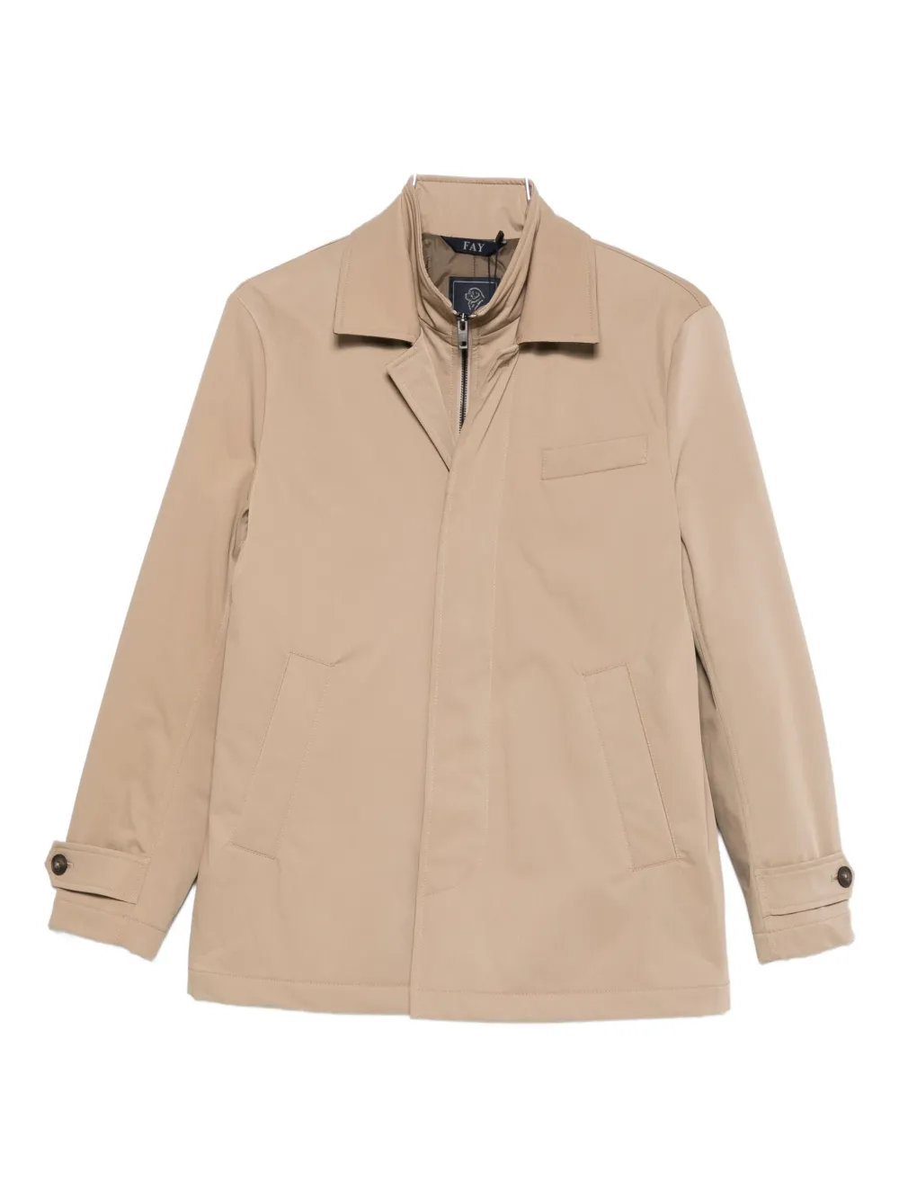 Fay Double-layer Welt-pocket Jacket In Nude
