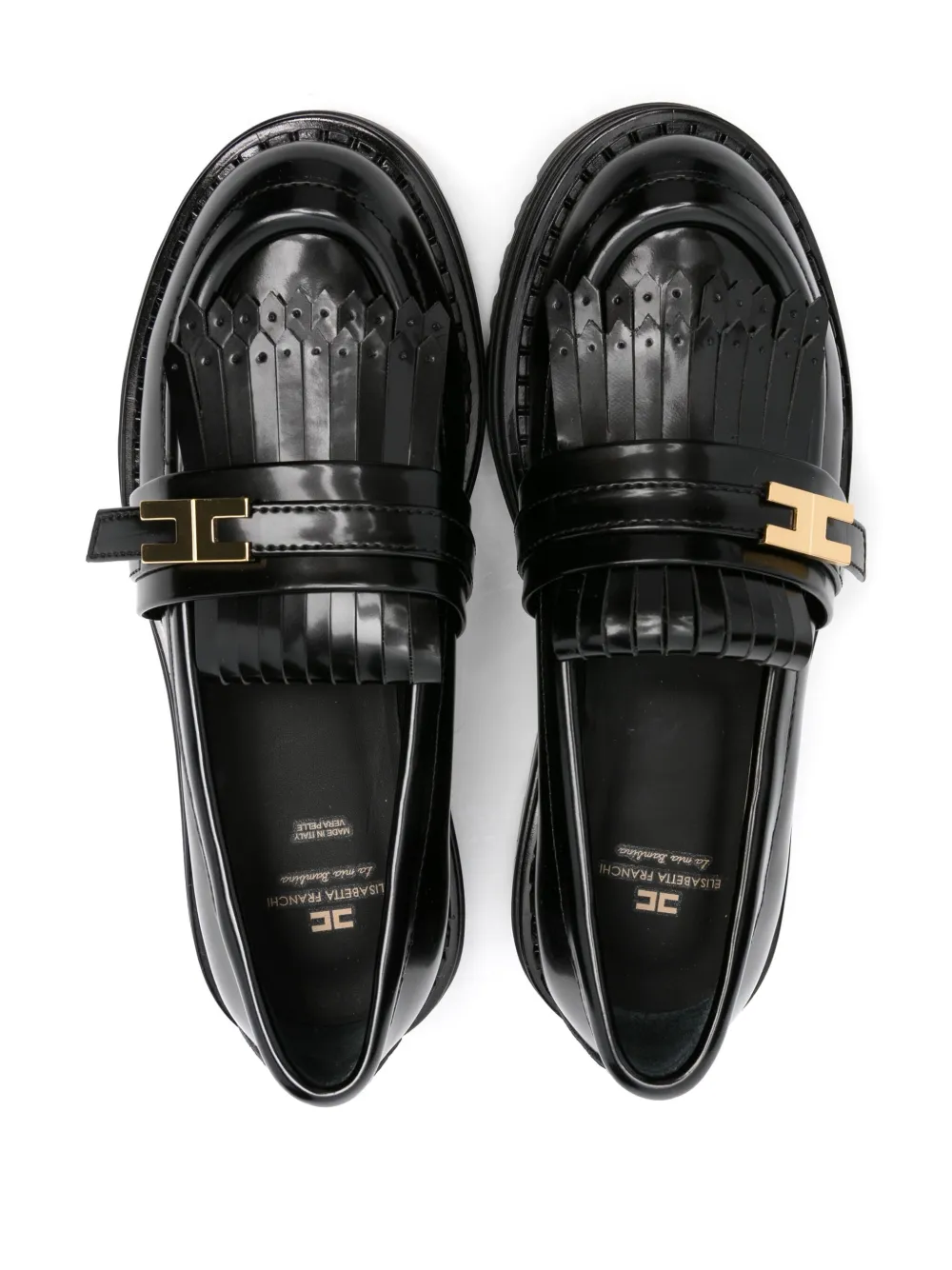 Elisabetta Franchi La Mia Bambina Leren loafers met logo Zwart