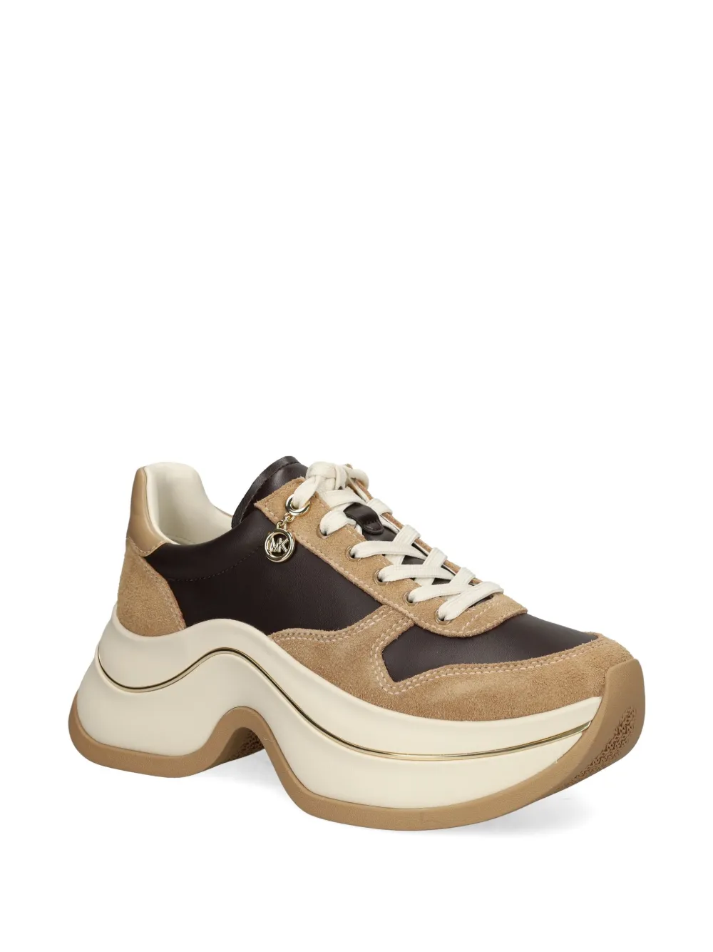 Michael Kors leather suede platform sneakers 293 HUSK MULTI