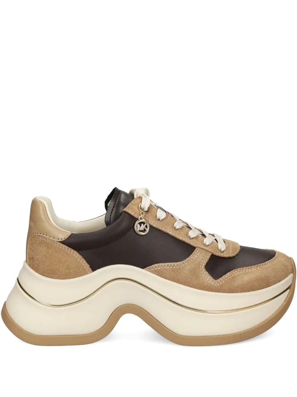 Michael Kors leather suede platform sneakers 293 HUSK MULTI