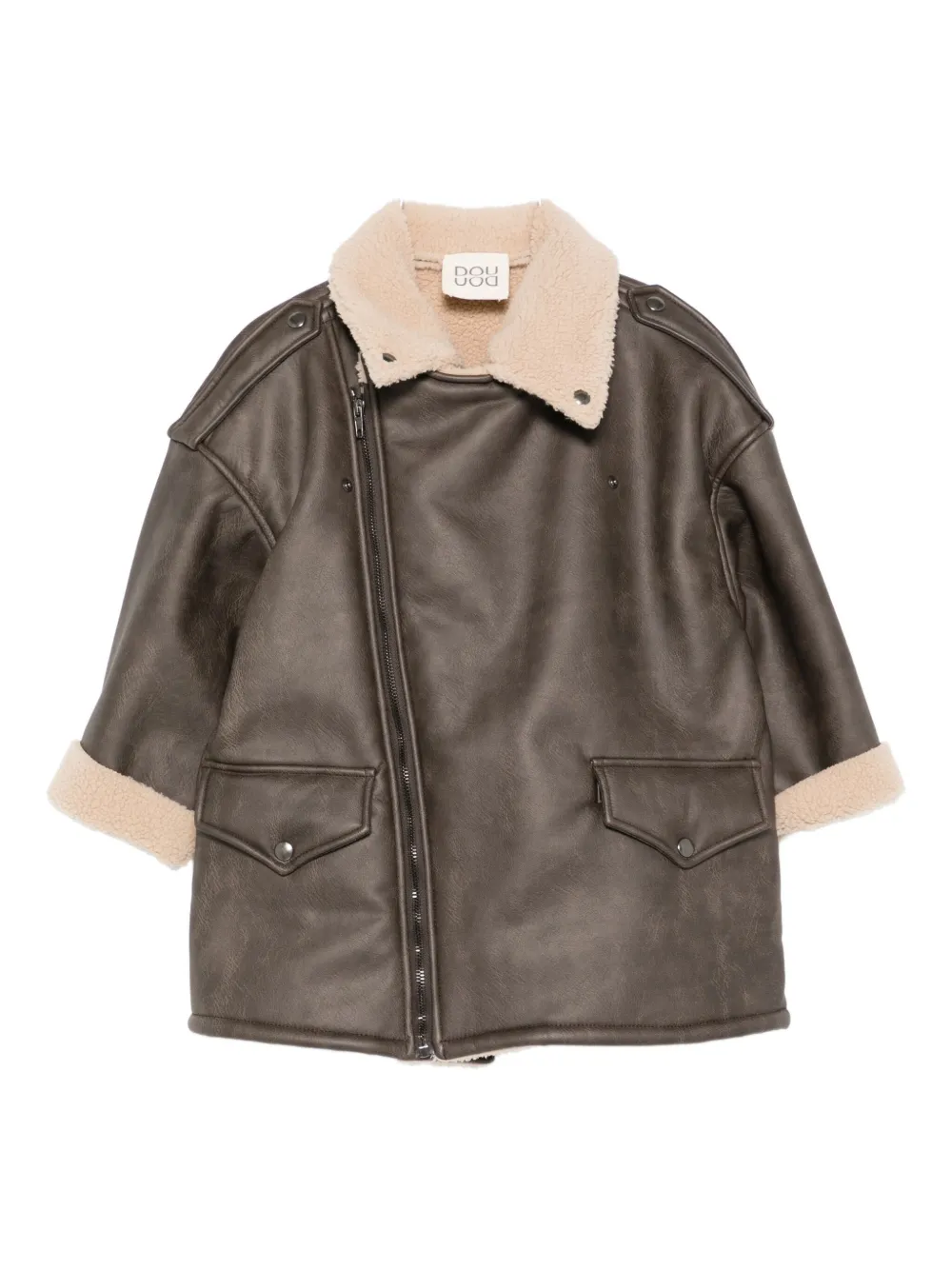 Douuod Kids asymmetrical zip-front jacket Bruin