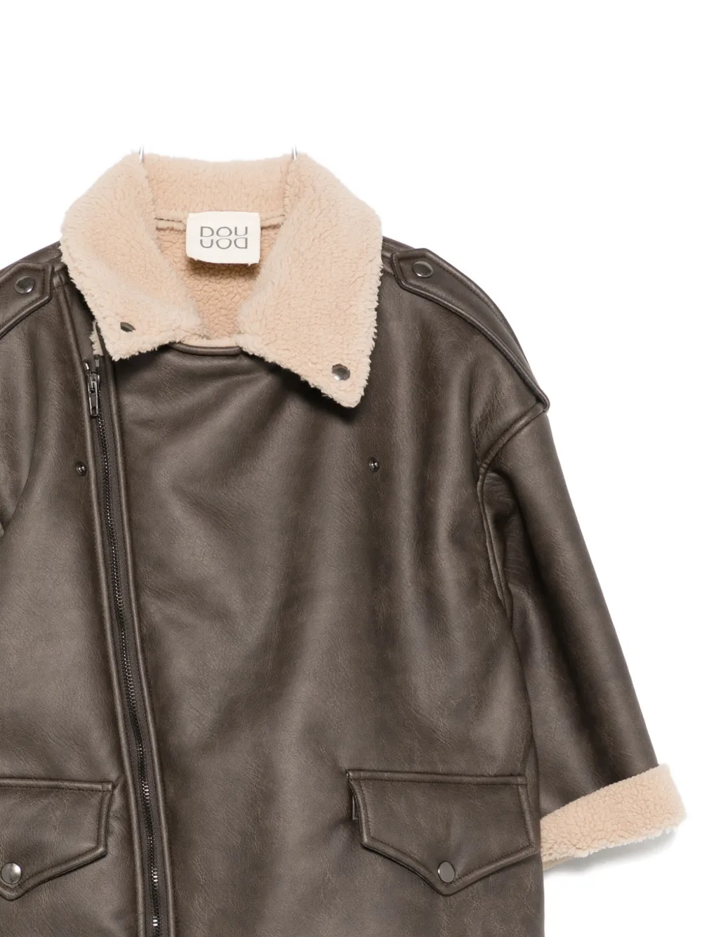Douuod Kids Asymmetrisch jack met rits Bruin