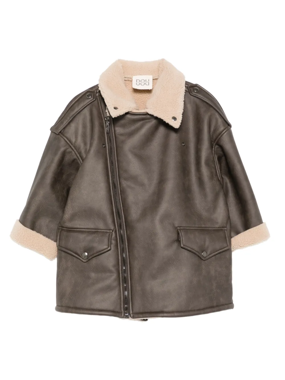Douuod Kids Asymmetrisch jack met rits Bruin