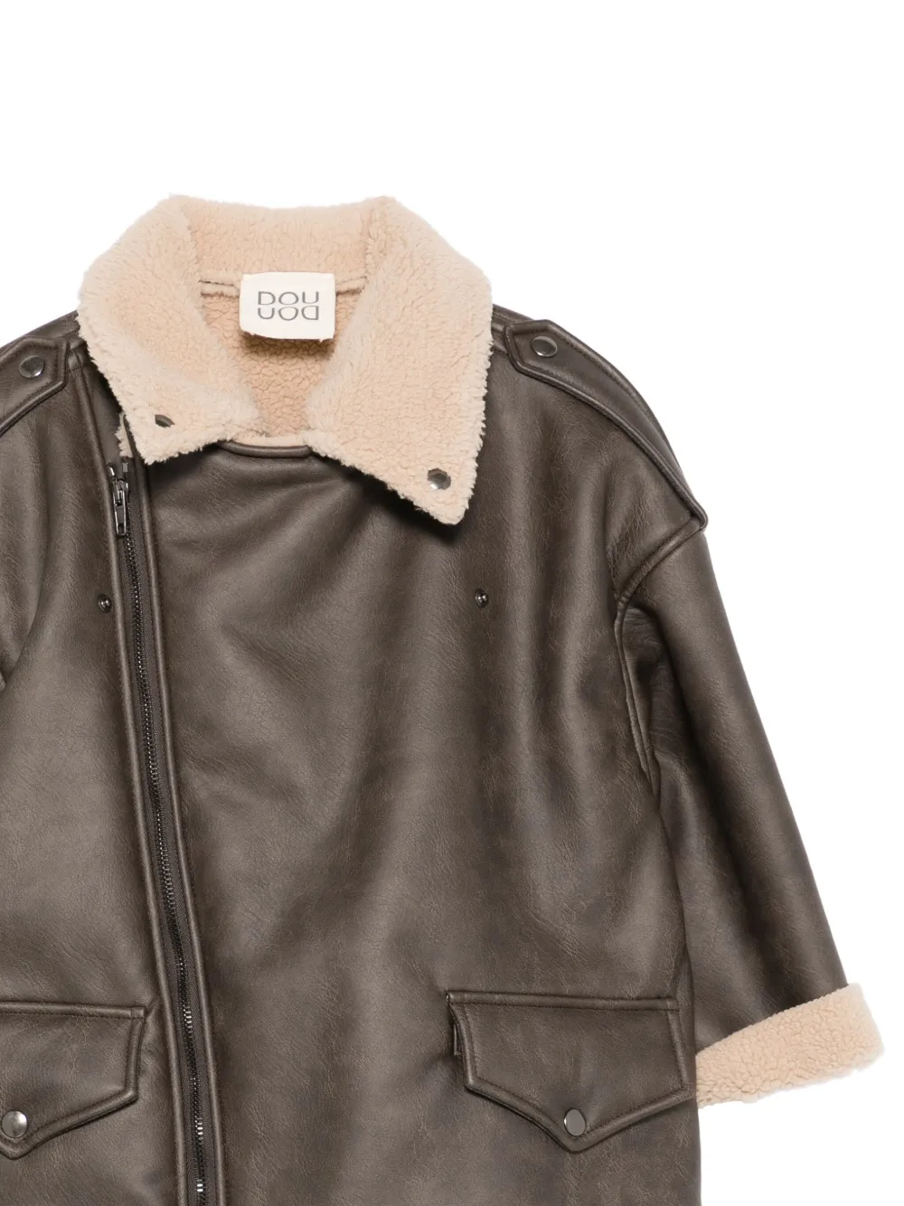  Douuod Kids Asymmetrical Zip-front Jacket - Brown 