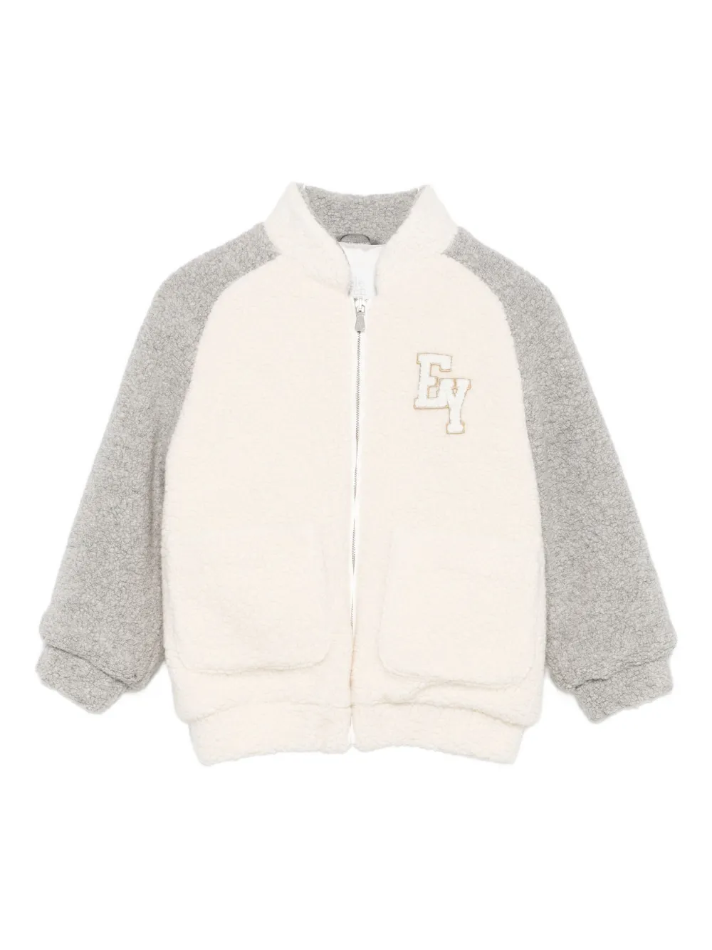 Eleventy Kids panelled teddy jacket Beige