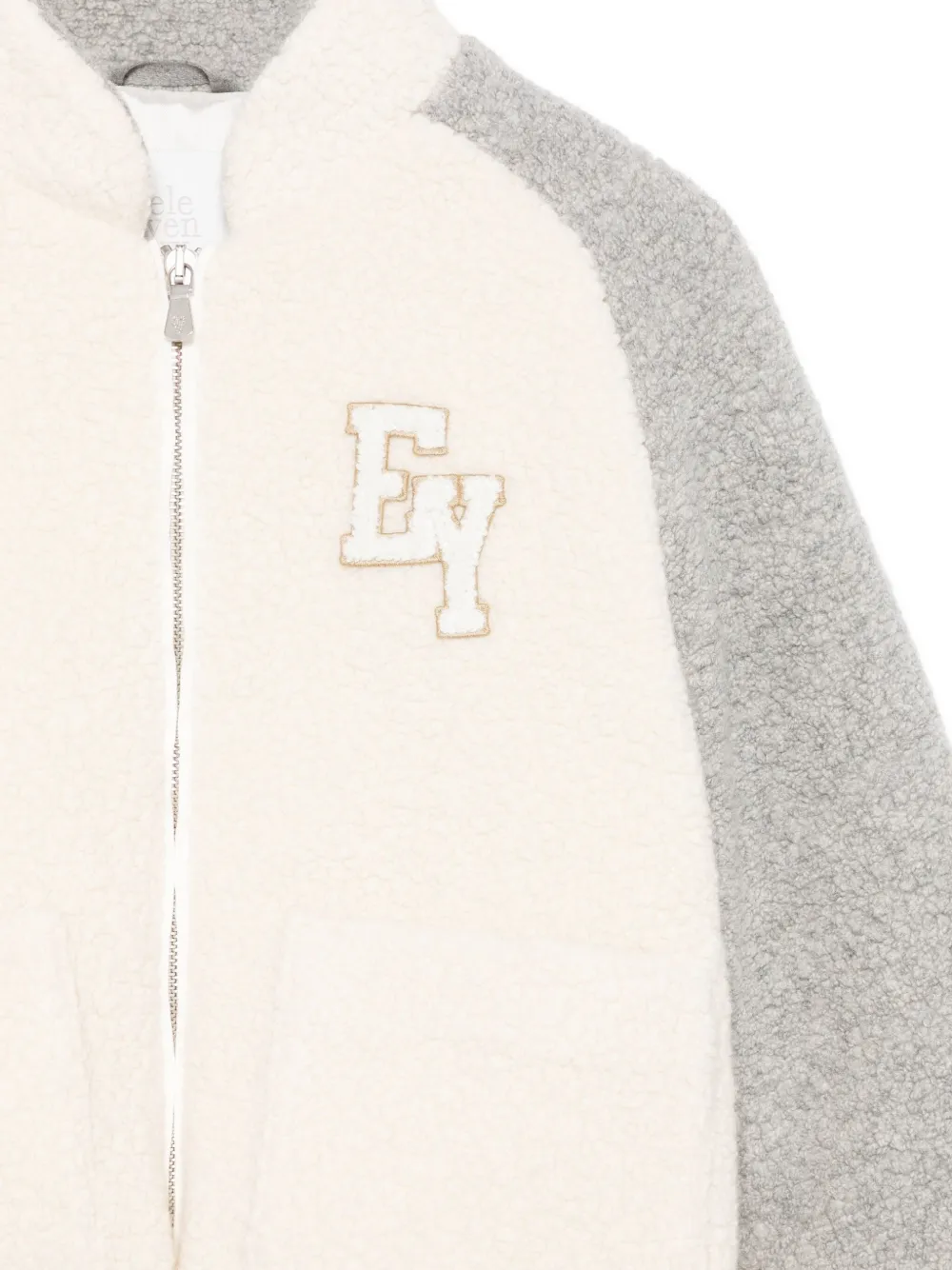 Eleventy Kids panelled teddy jacket Beige