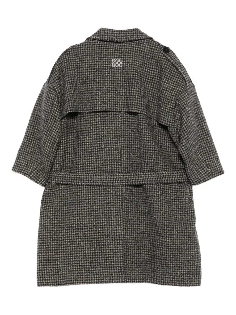Douuod Kids gingham belted double-breasted coat Bruin