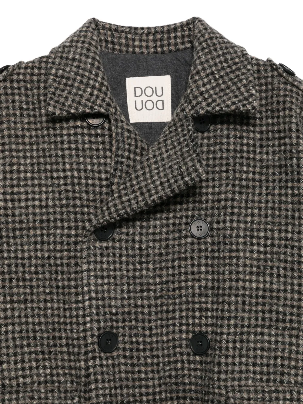  Douuod Kids Gingham Belted Double-breasted Coat - Brown 