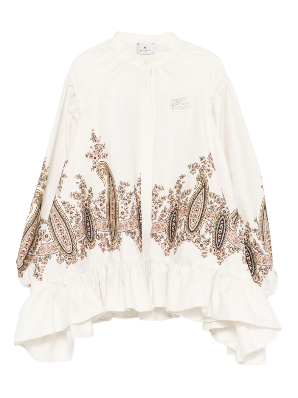 ETRO KIDS paisley-print ruffled top Beige