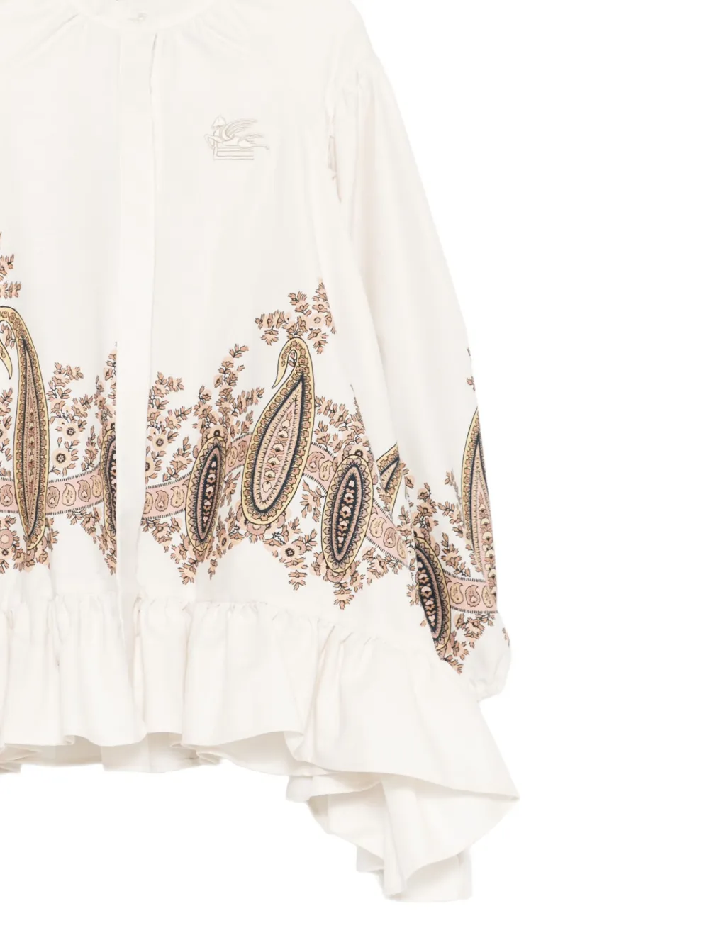 ETRO KIDS paisley-print ruffled top Beige