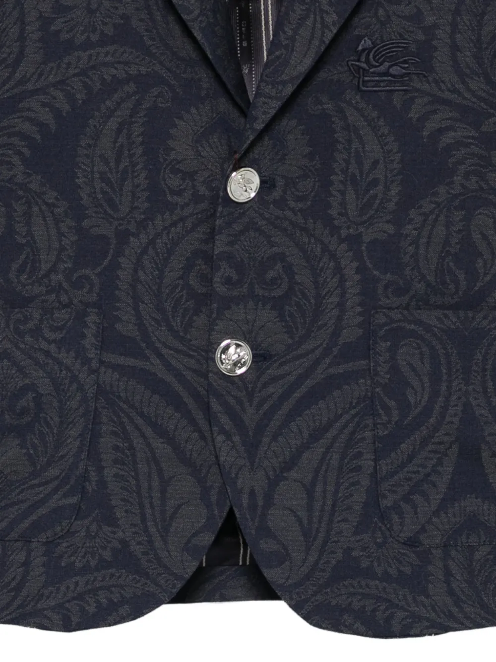 ETRO KIDS Blazer van scheerwol met paisley-print Blauw