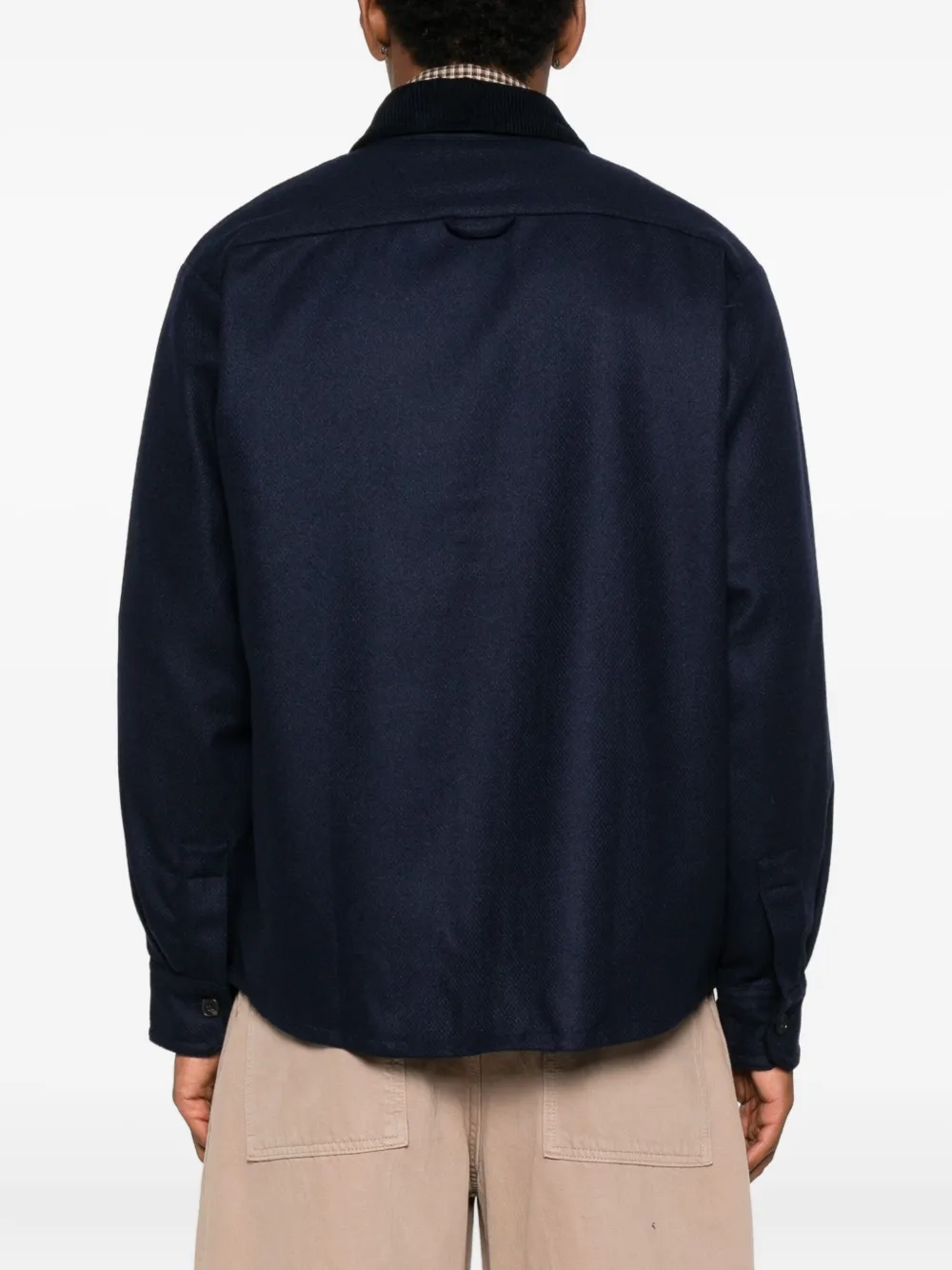Apc Corduroy-collar Button-down Shirt Jacket In Blue