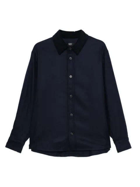 A.P.C. corduroy-collar button-down shirt jacket 