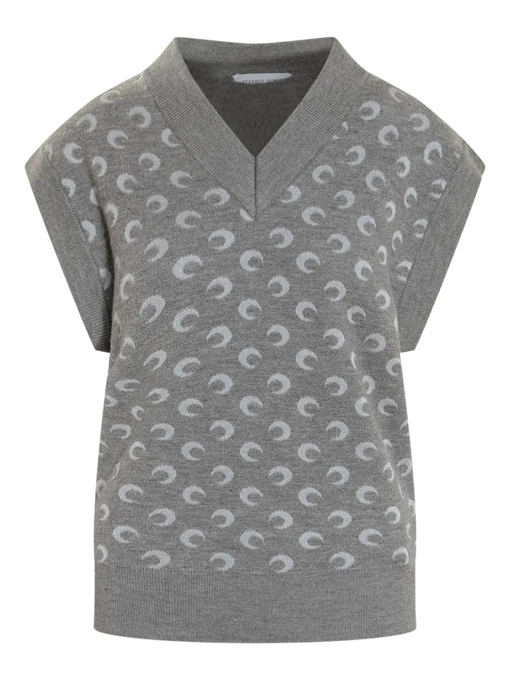 Marine Serre crescent-print V-neck vest | Grey | Image 1