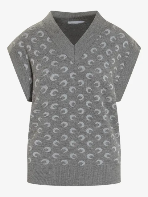 Marine Serre crescent-print V-neck vest