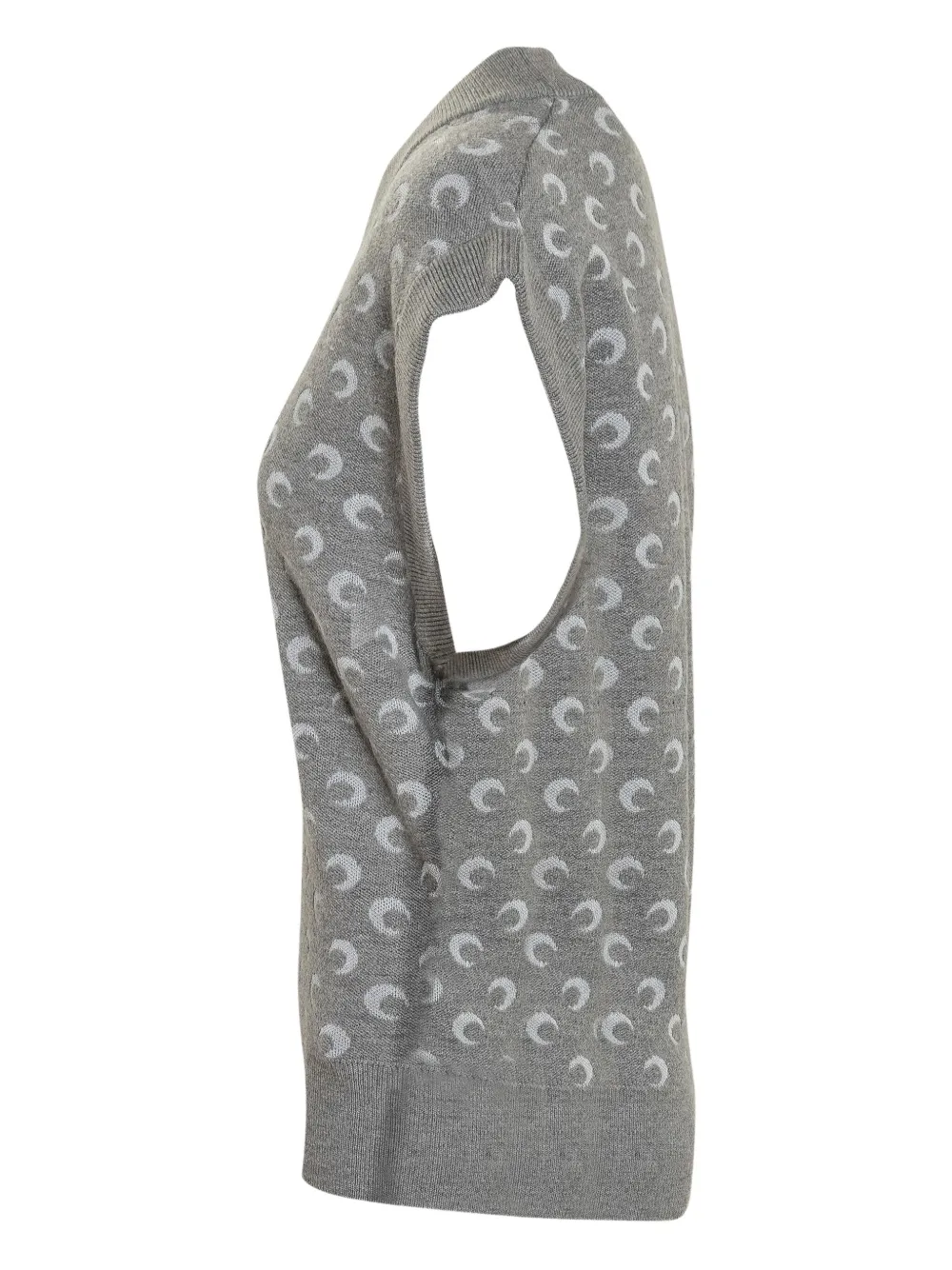 Marine Serre Knitted Vest Featuring Embroidered Pattern In Gray