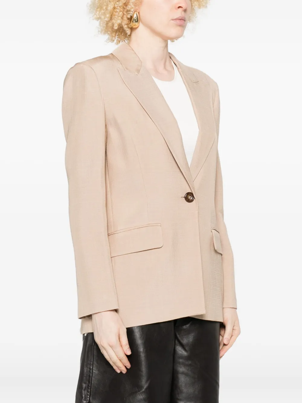 Liu •jo Lace-trimmed Single-breasted Blazer In Neutral