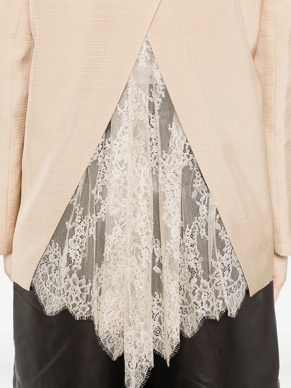Liu •jo Lace-trimmed Single-breasted Blazer In Neutral