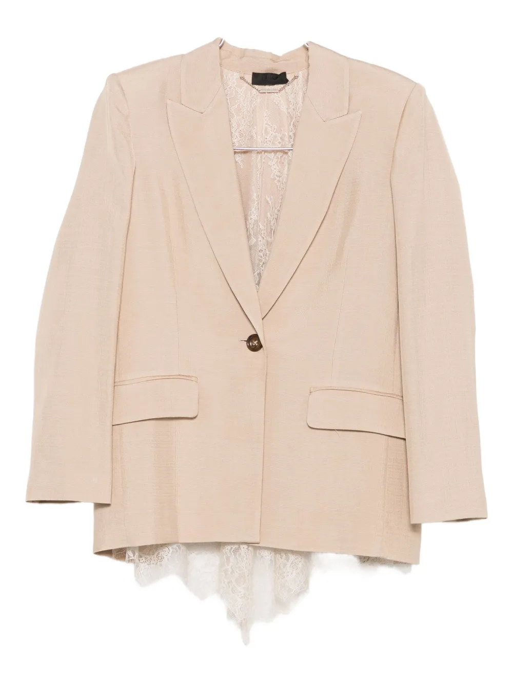 Liu •jo Lace-trimmed Single-breasted Blazer In Neutral