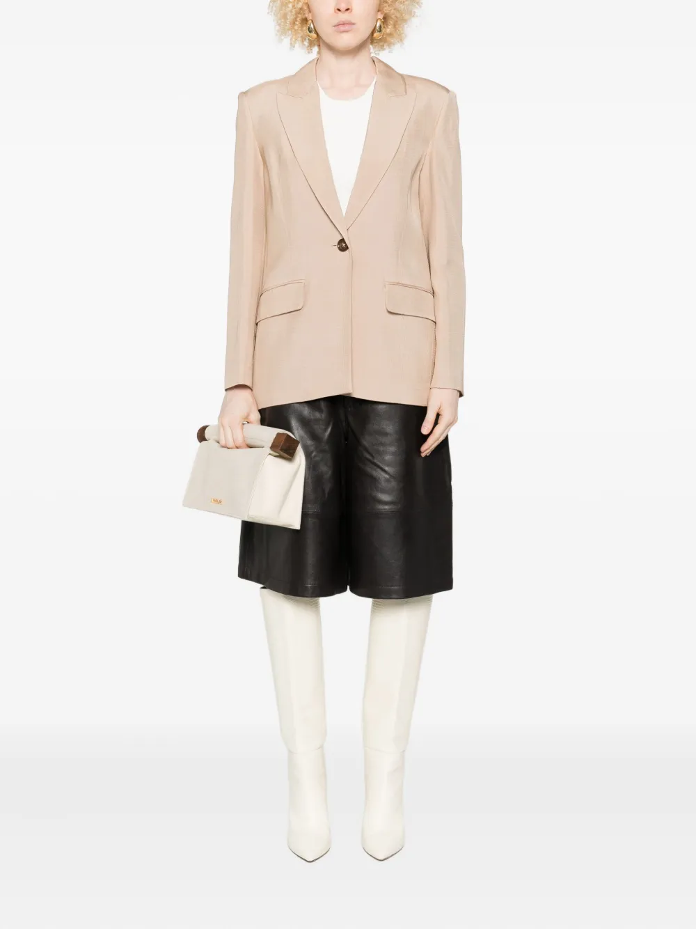 Liu •jo Lace-trimmed Single-breasted Blazer In Neutral