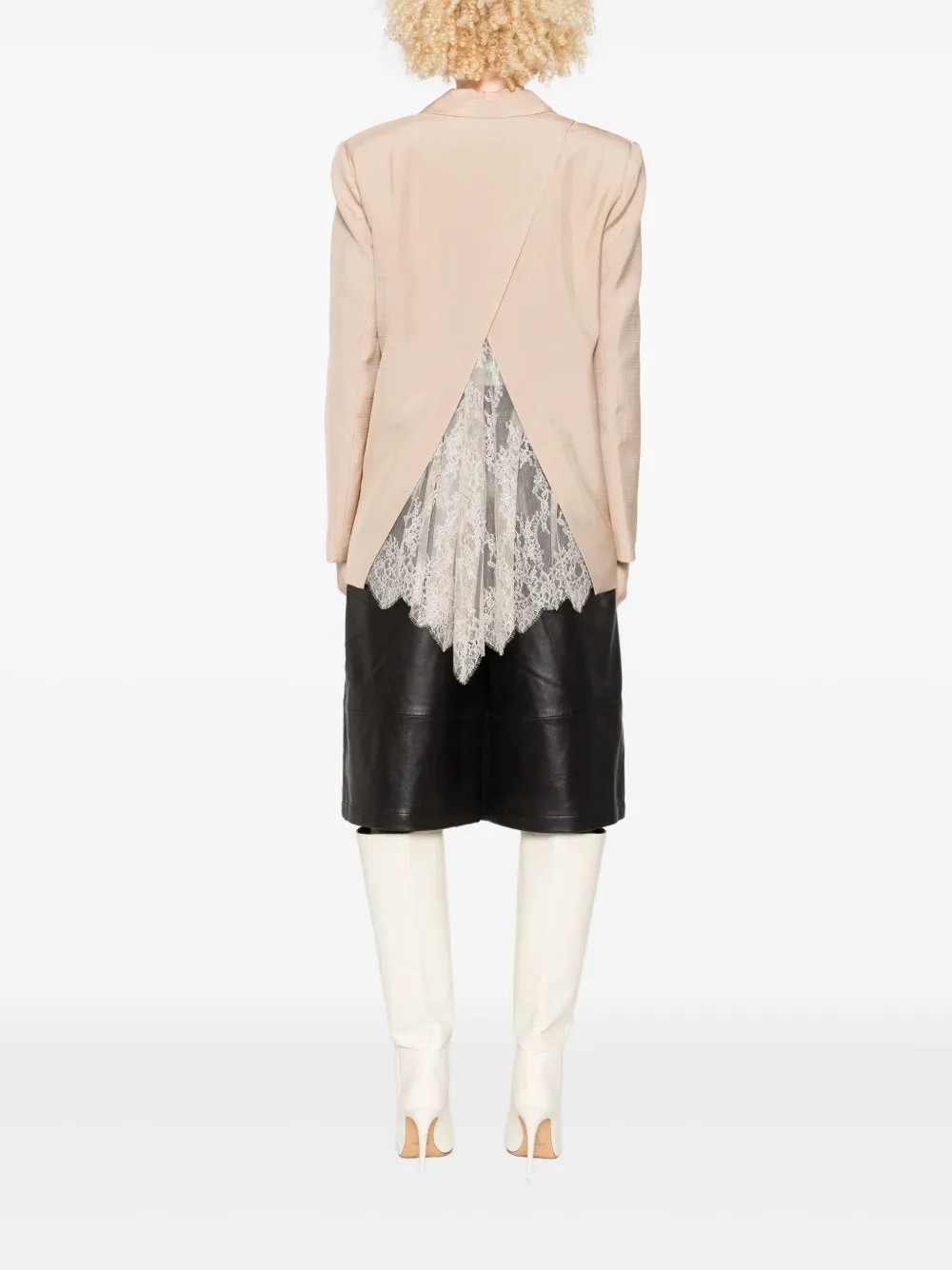 LIU JO Blazer met enkele rij knopen en kanten afwerking Beige