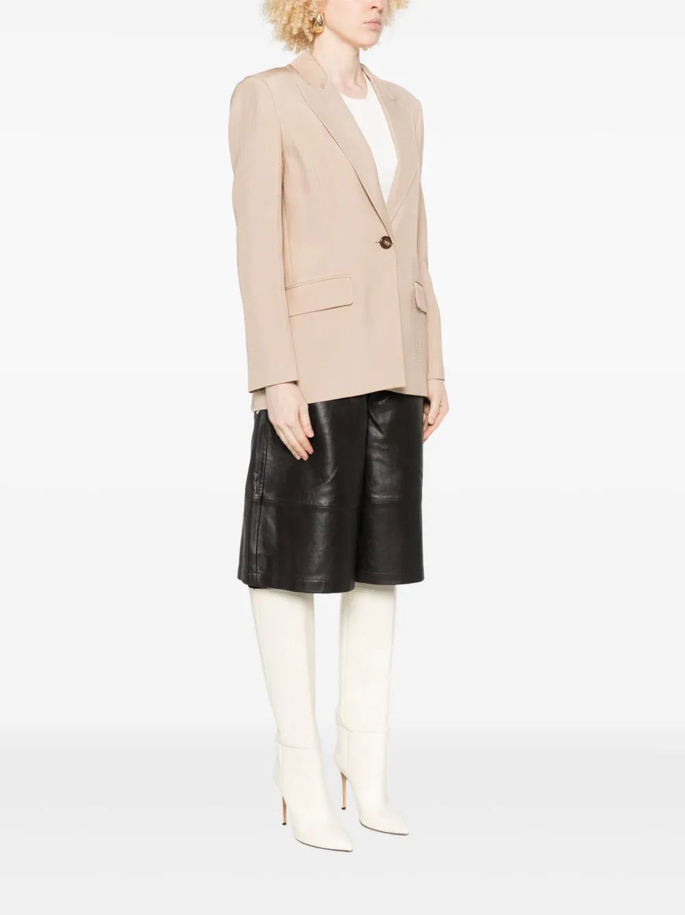 LIU JO Blazer met enkele rij knopen en kanten afwerking Beige