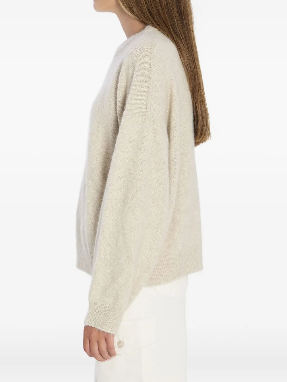 LouLou de Saison Tristan geribbelde trui met ronde hals Beige