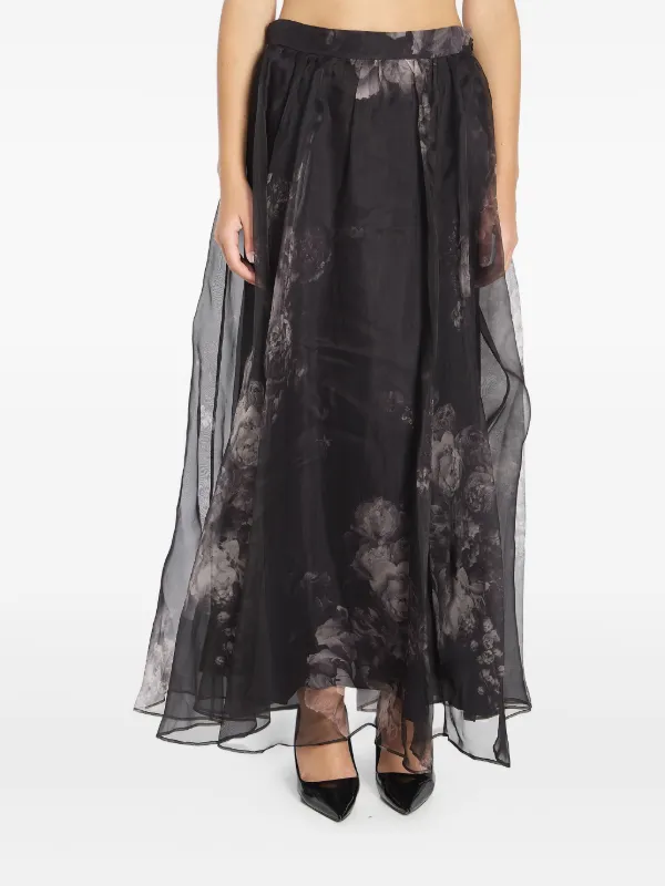 Zimmermann スカート ブラック系 ZIMMERMANN フローラル スカート | ブラック | FARFETCH JP