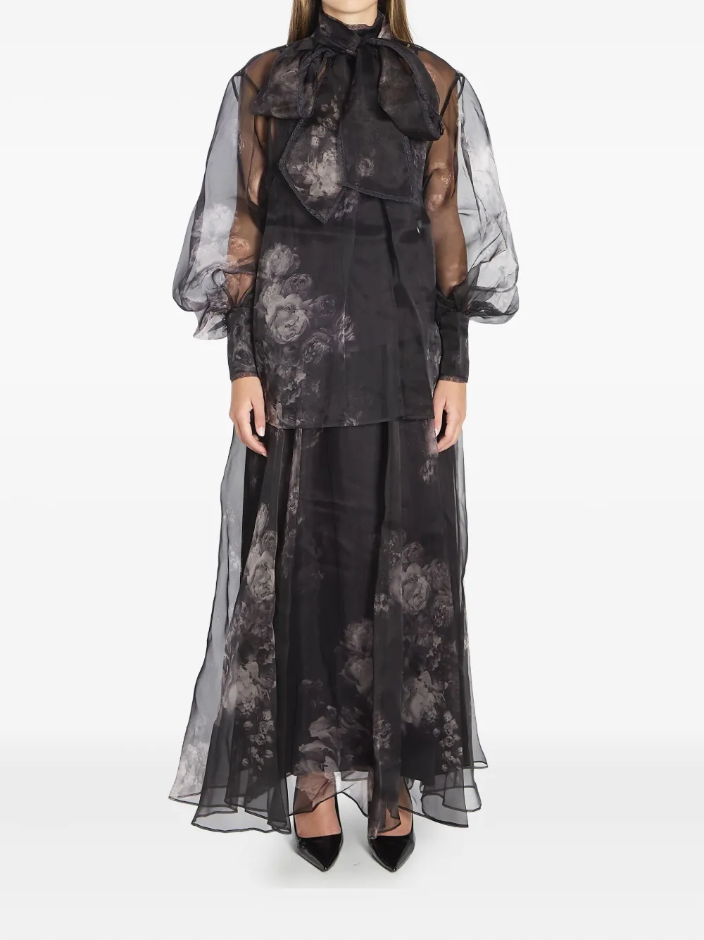 ZIMMERMANN Gesmockte midi-rok met bloemenprint - Zwart