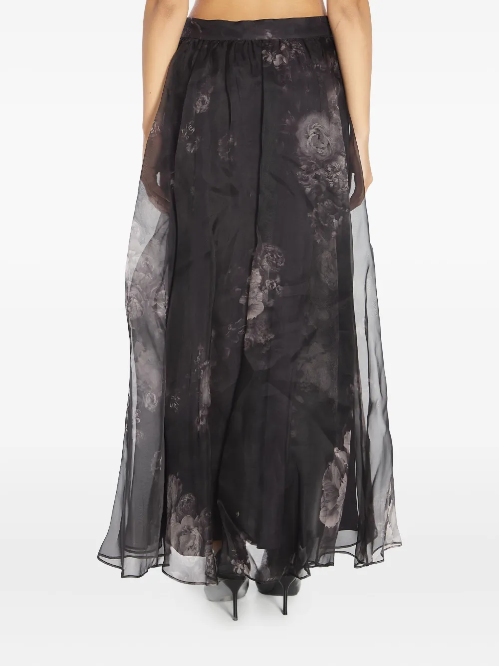 ZIMMERMANN Gesmockte midi-rok met bloemenprint Zwart