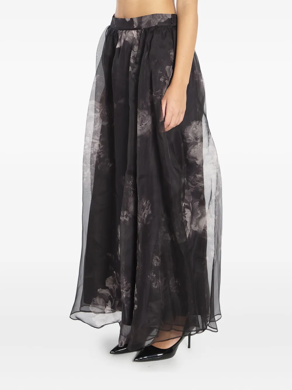ZIMMERMANN Gesmockte midi-rok met bloemenprint Zwart
