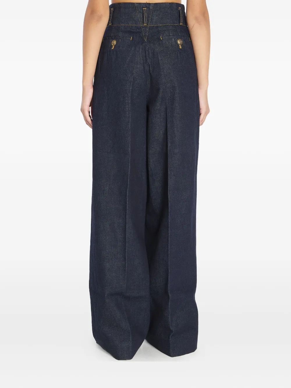 ZIMMERMANN Hypnotic geplooide high-waist jeans met wijde pijpen Blauw