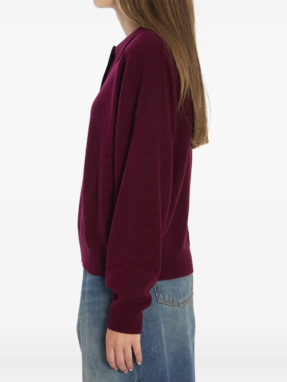 Allude Geribbeld poloshirt met drie knopen Rood