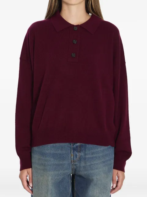 Allude ribbed three-button polo shirt