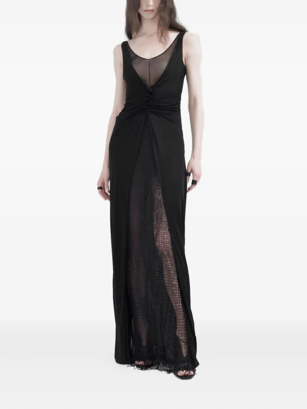 YEHUAFAN Abito con arricciature - Nero