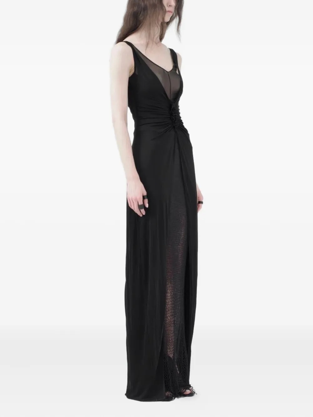  Yehuafan Gathered Dress - Black 