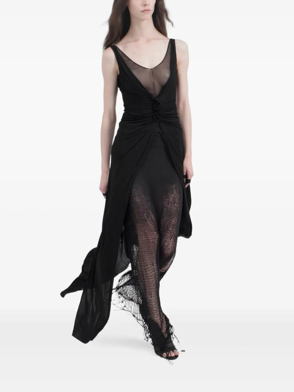 YEHUAFAN Gesmockte jurk - Zwart