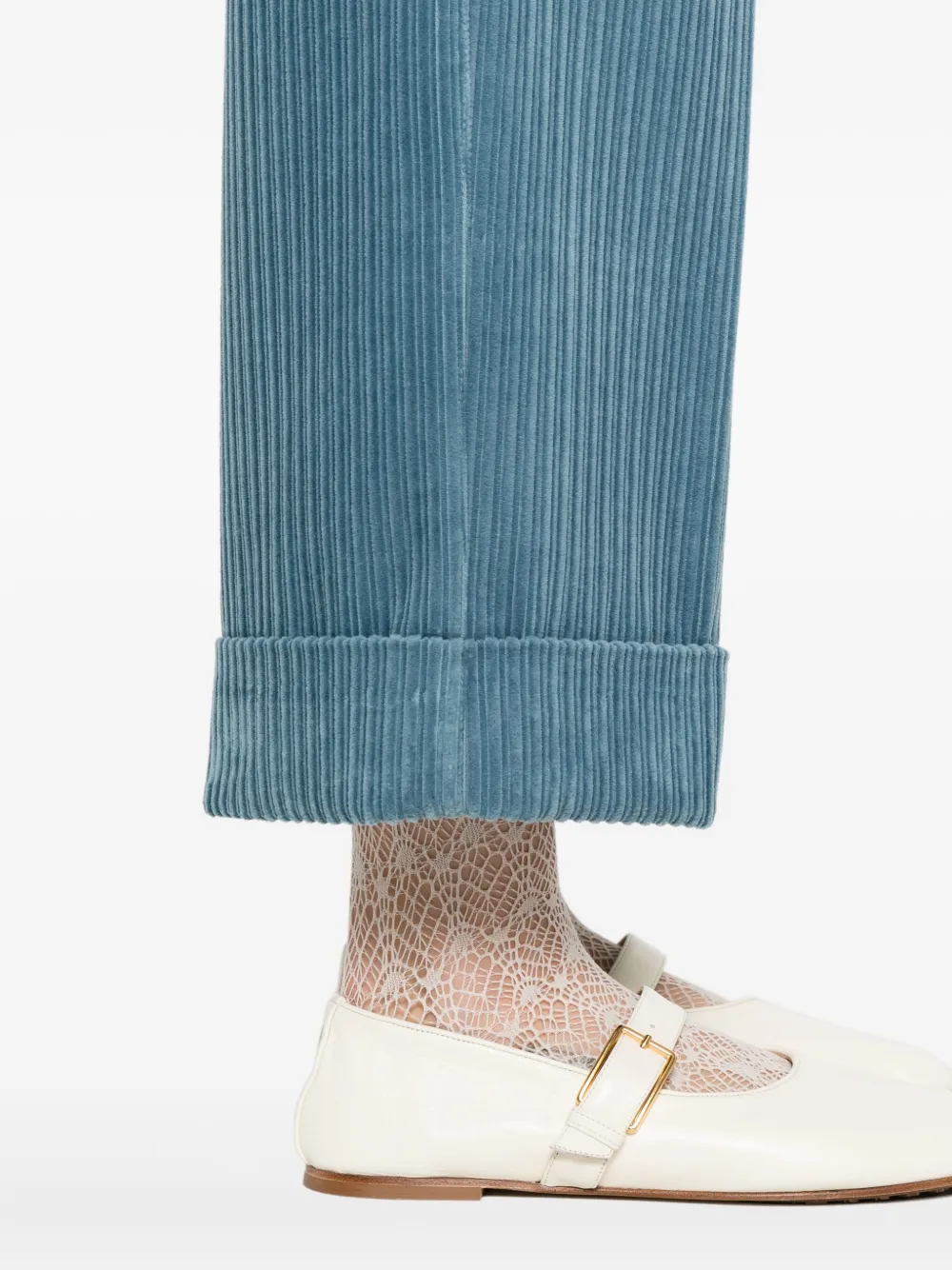 P.a.r.o.s.h Corduroy Cuffed Trousers In Blue