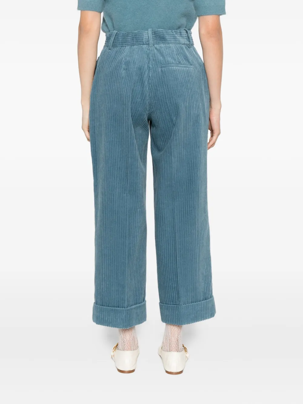 P.a.r.o.s.h Corduroy Cuffed Trousers In Blue