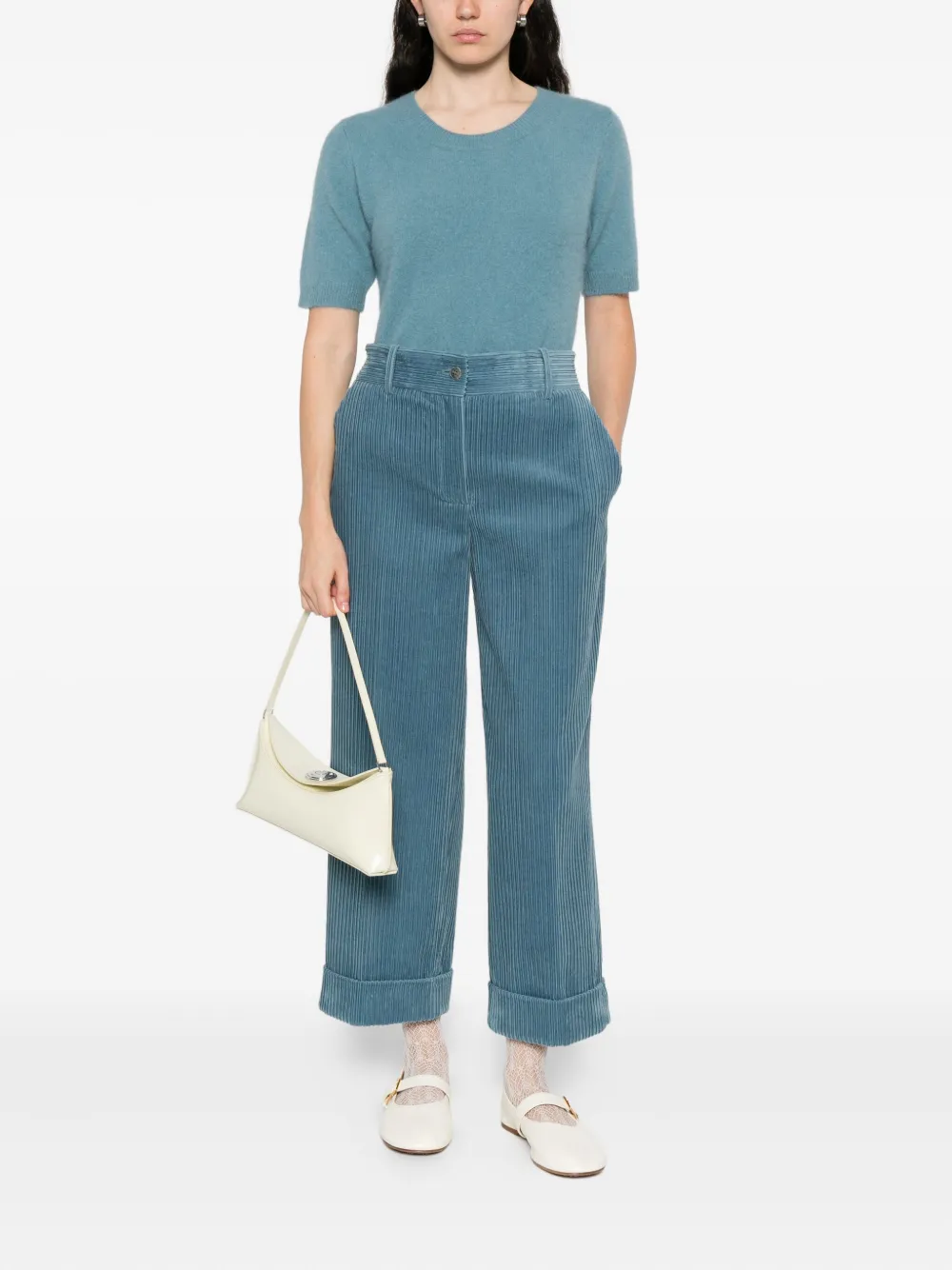 P.A.R.O.S.H. corduroy cuffed trousers - Blauw