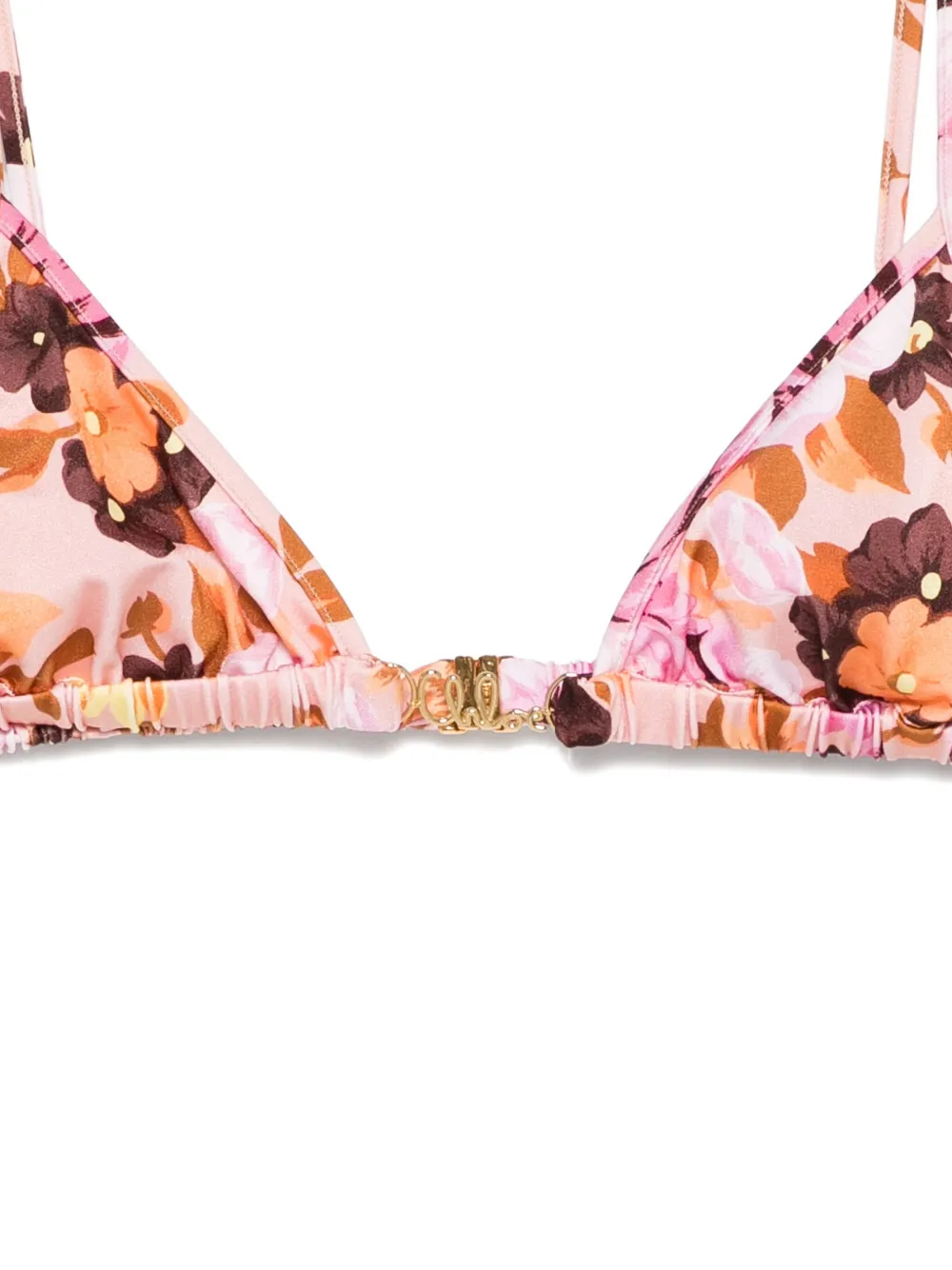 Chloé Floral-print Triangle Bikini Top In Multi