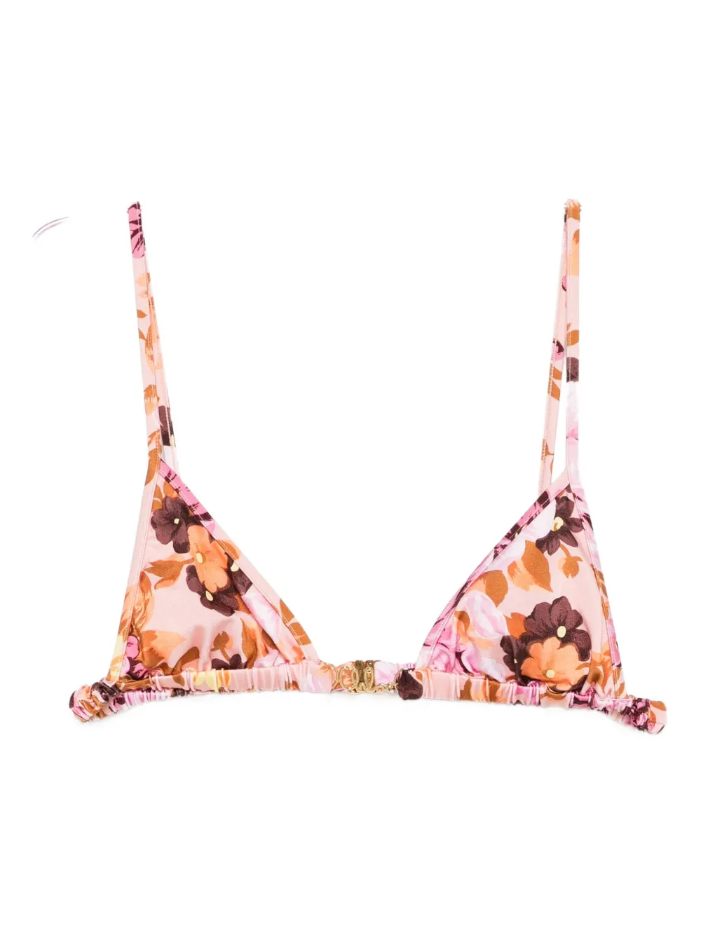 Chloé Floral-print Triangle Bikini Top In Pink
