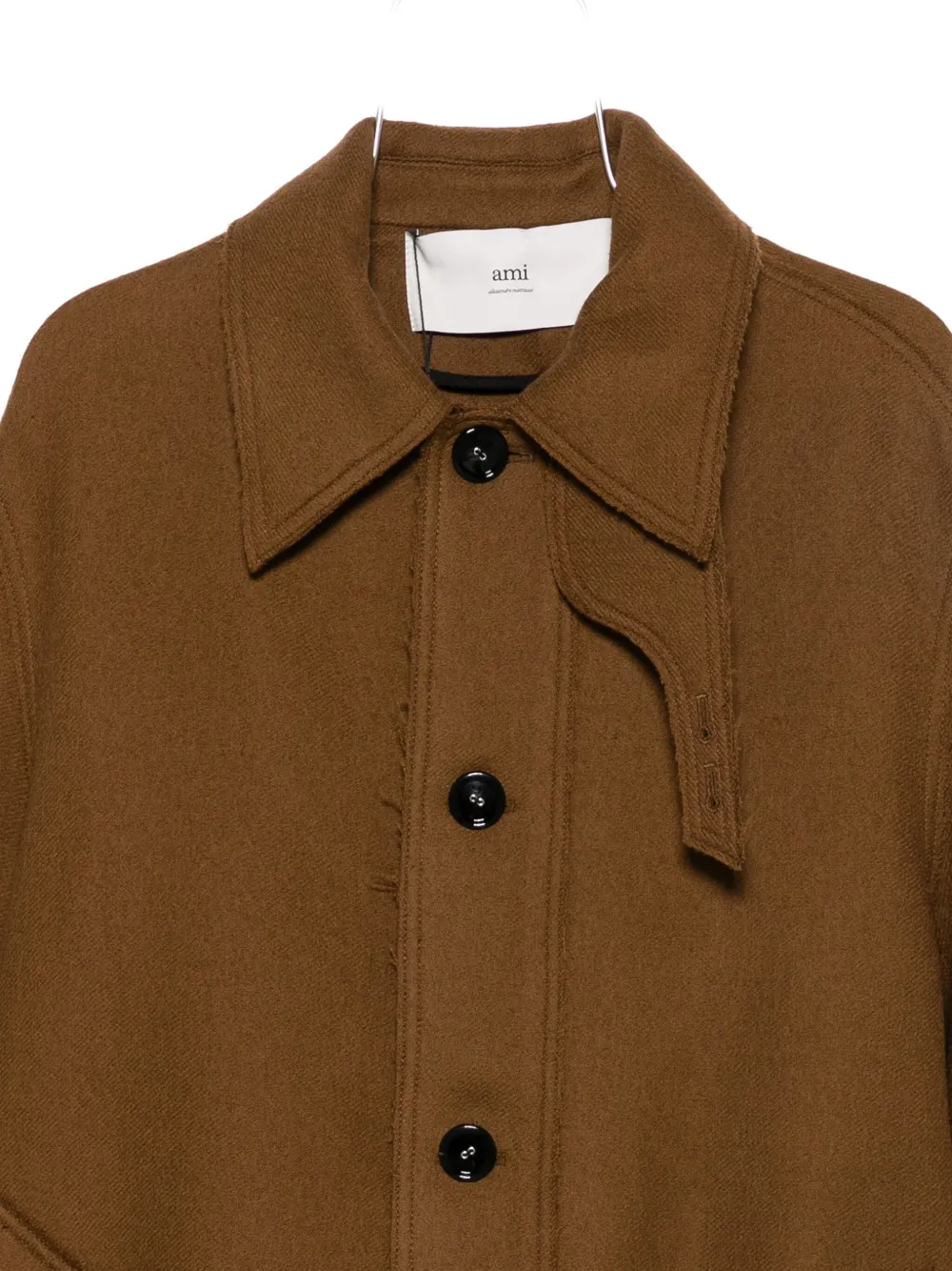 Ami Alexandre Mattiussi Belted Single-breasted Coat In Brown