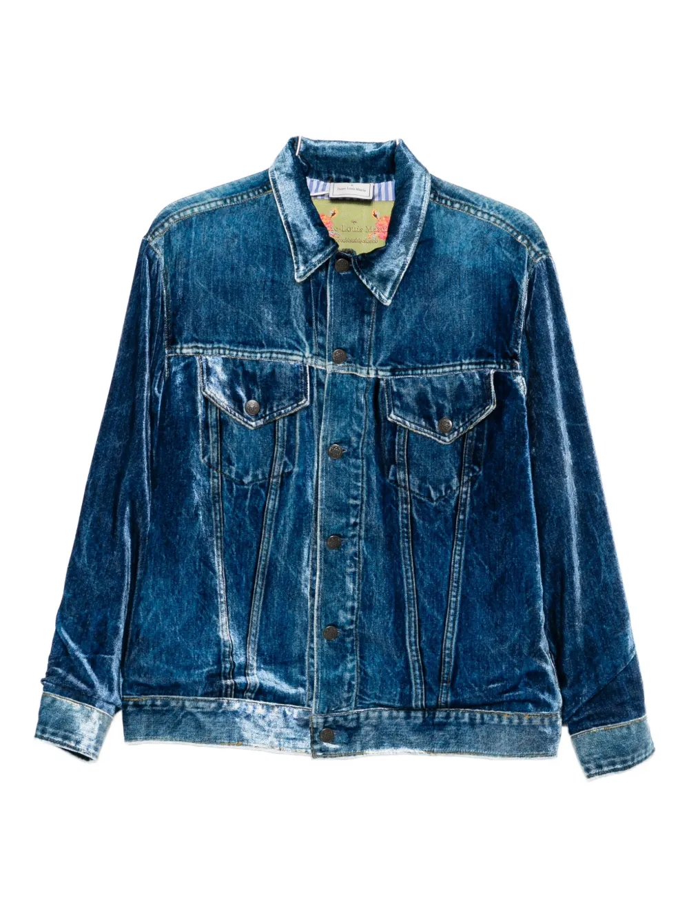 Pierre-louis Mascia Pierre Louis Mascia Denim Print Jacket In Blue
