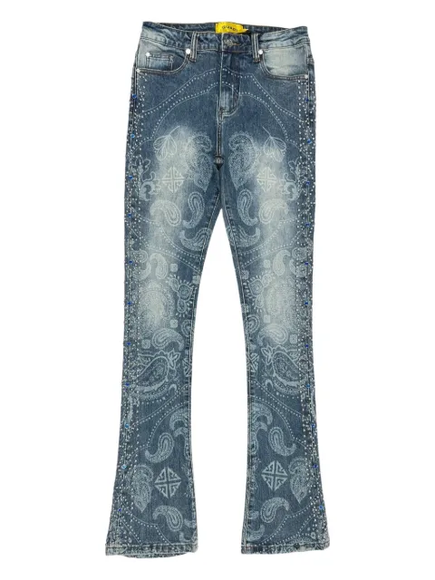 GUAPI paisley-print embellished slim-fit jeans