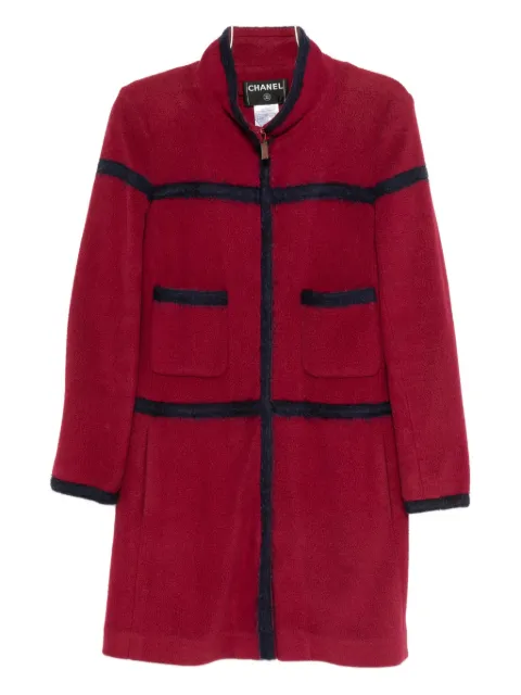 CHANEL Pre-Owned fleece-texture zip-fastening coat